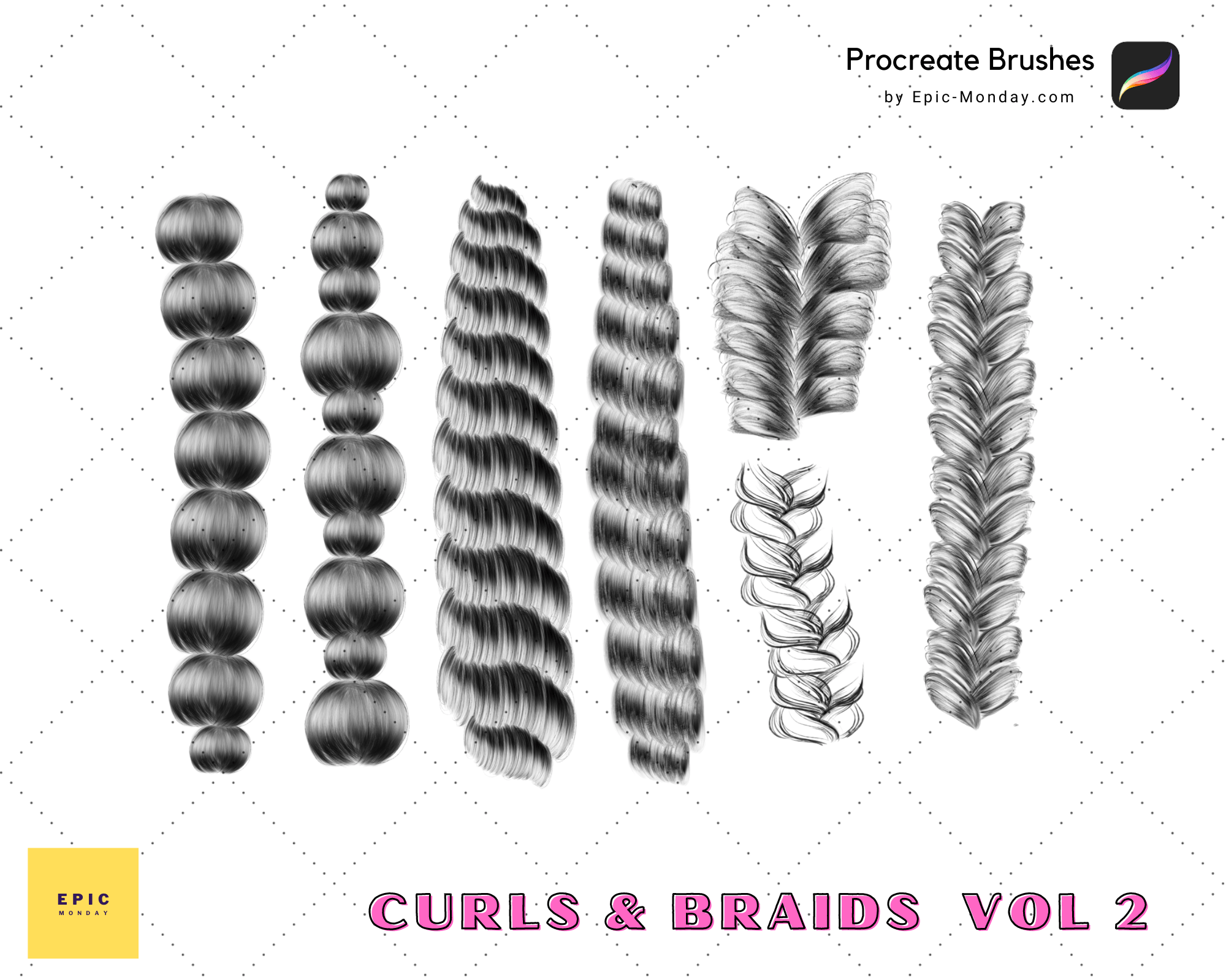 digital brushes hairstyle brushes and stamps Curly Hair Braids /& Locs Proc...