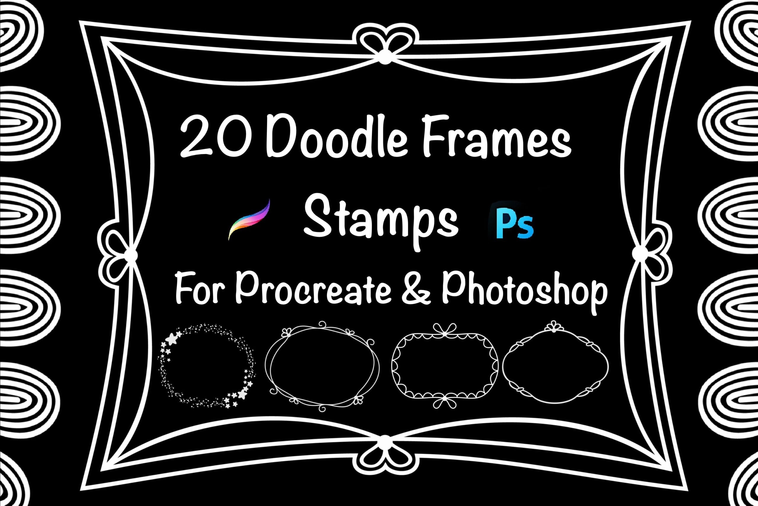20 Doodle Frames Stamps for Procreate