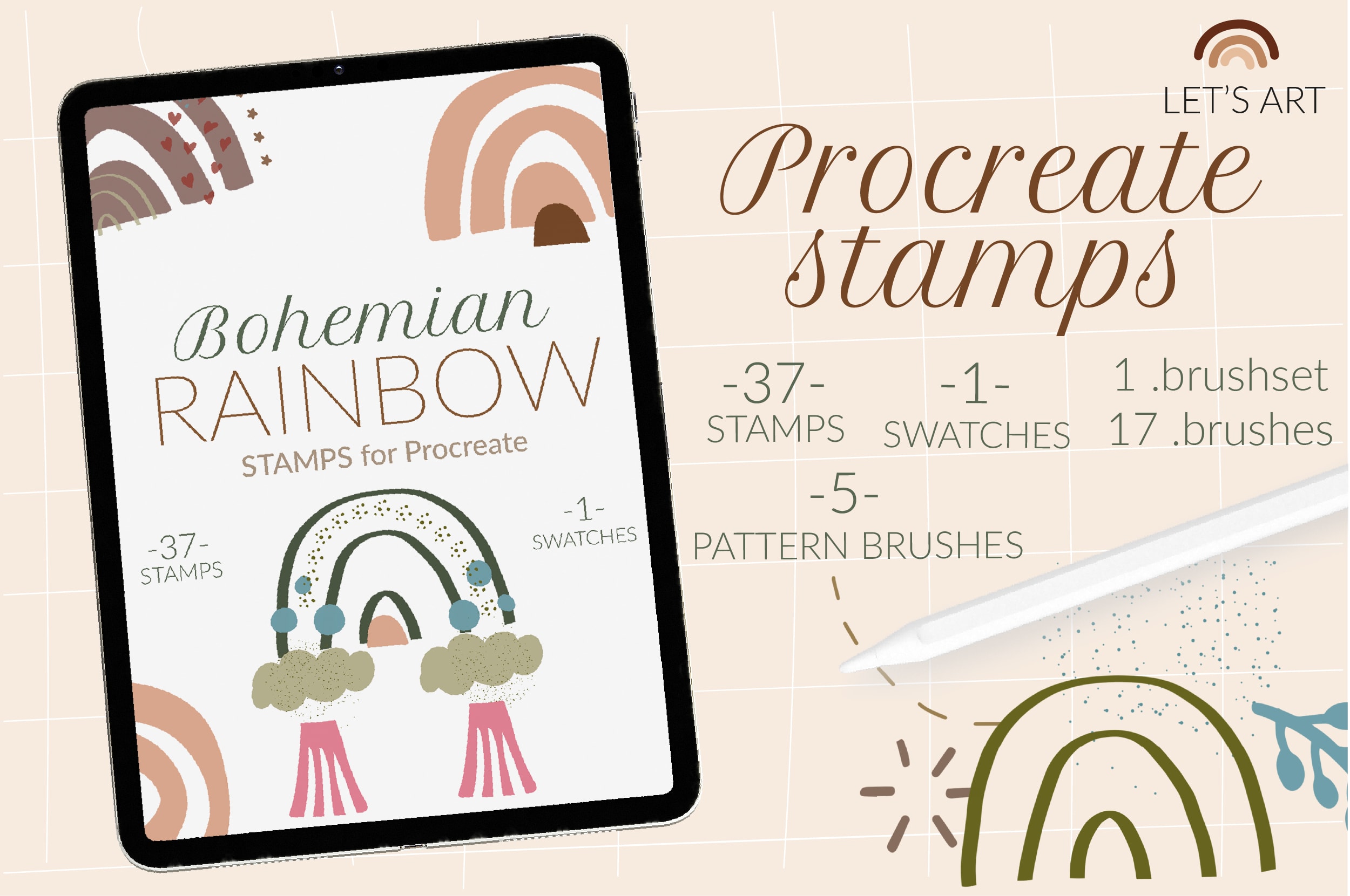 Bohemian rainbow stamps and pattern brushes