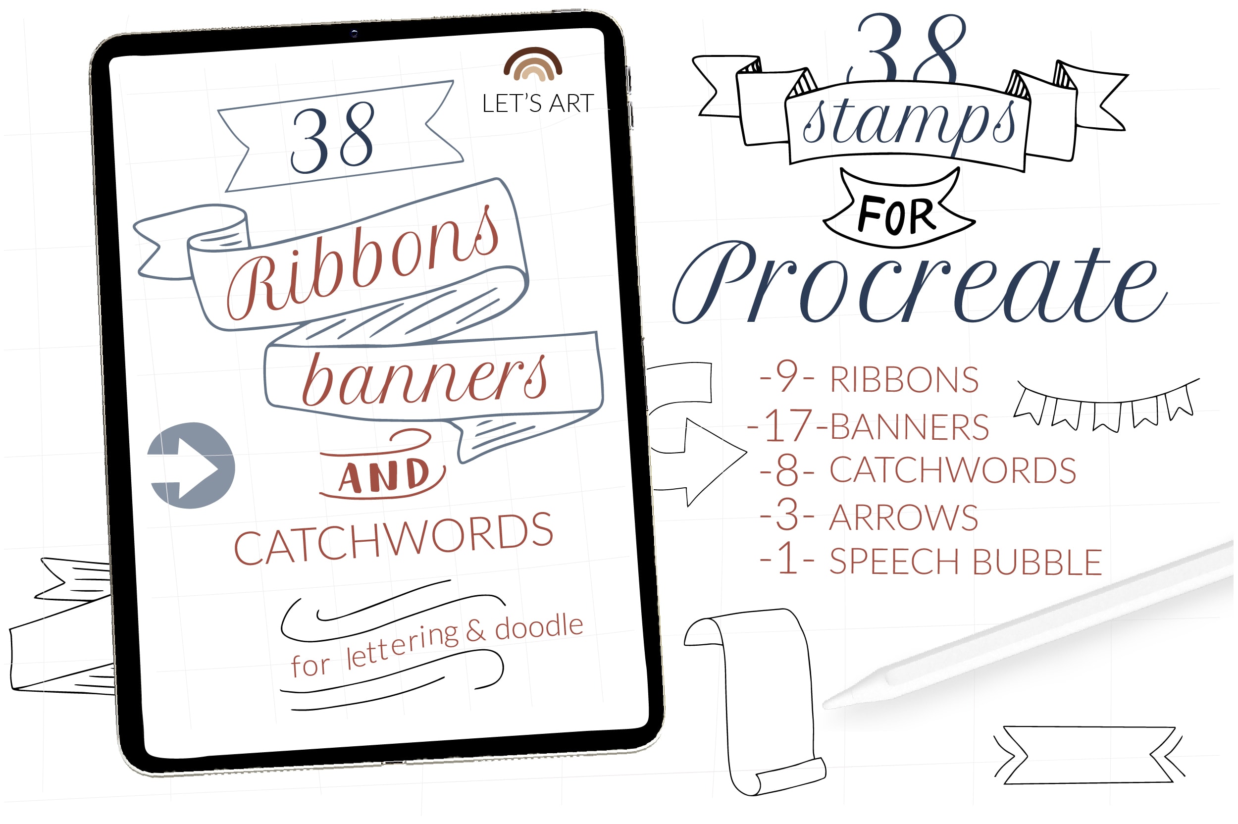 Ribbons, banners, catchwords for Lettering