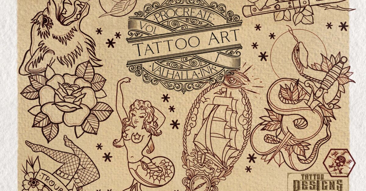 Procreate Tattoo Art vol1  50 Stamps  Brush Galaxy
