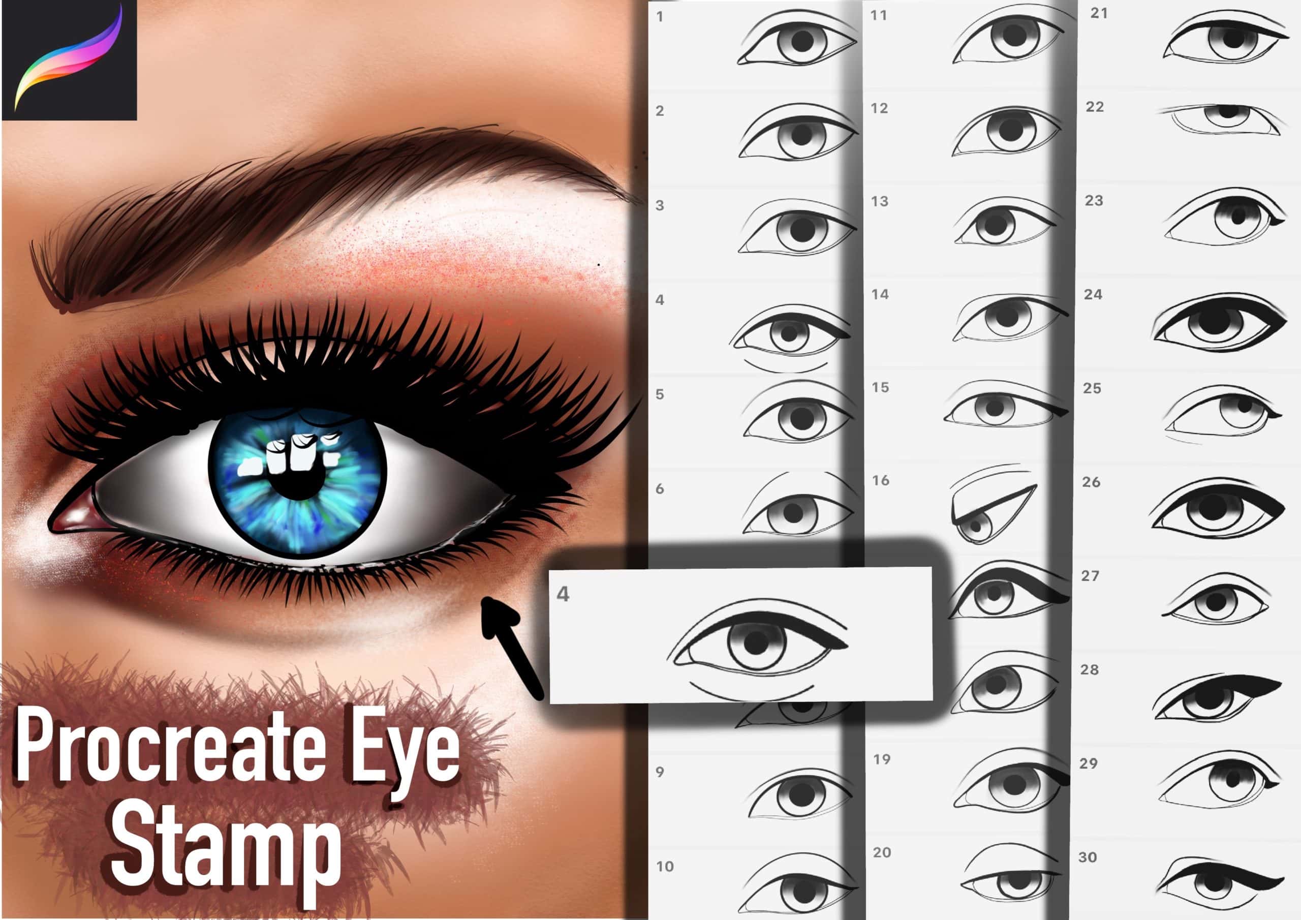 Realistic Procreate Eye Stamps