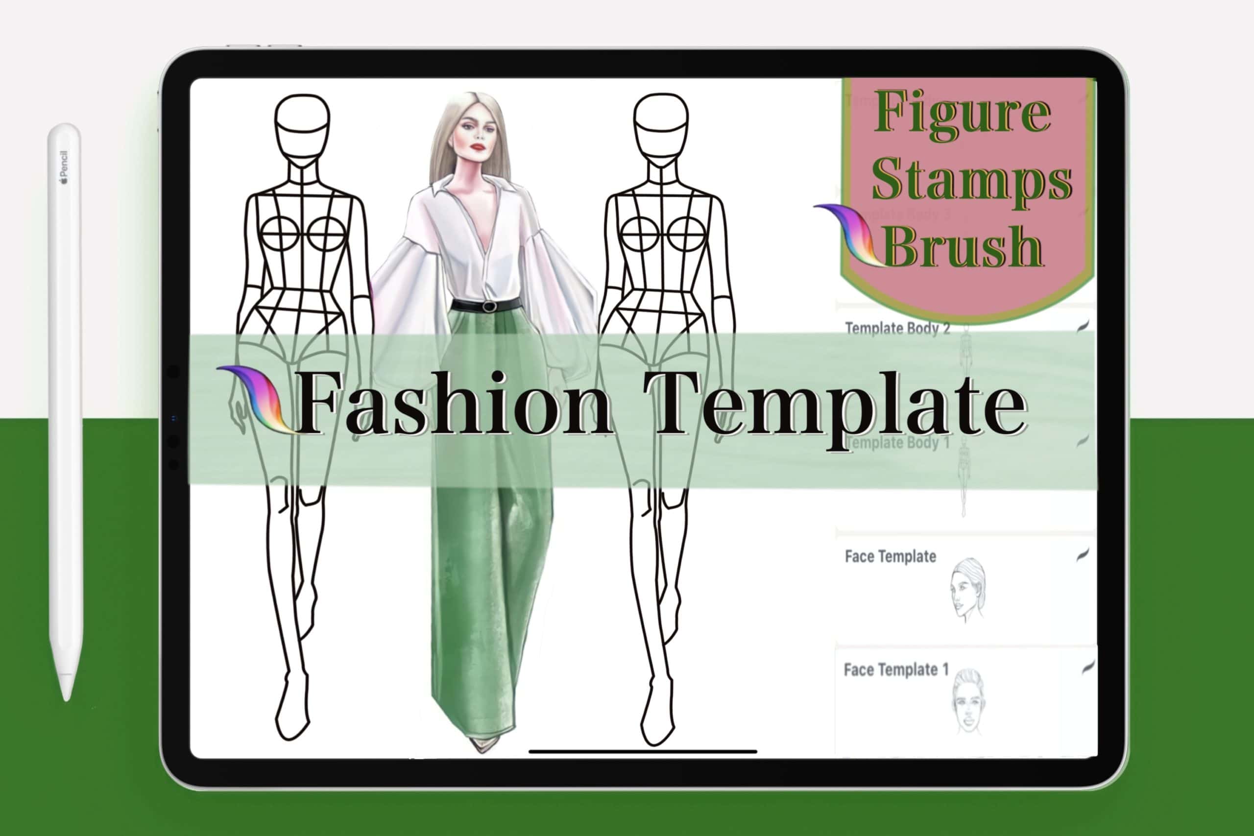 Procreate Template Fashion Figure Stamp.