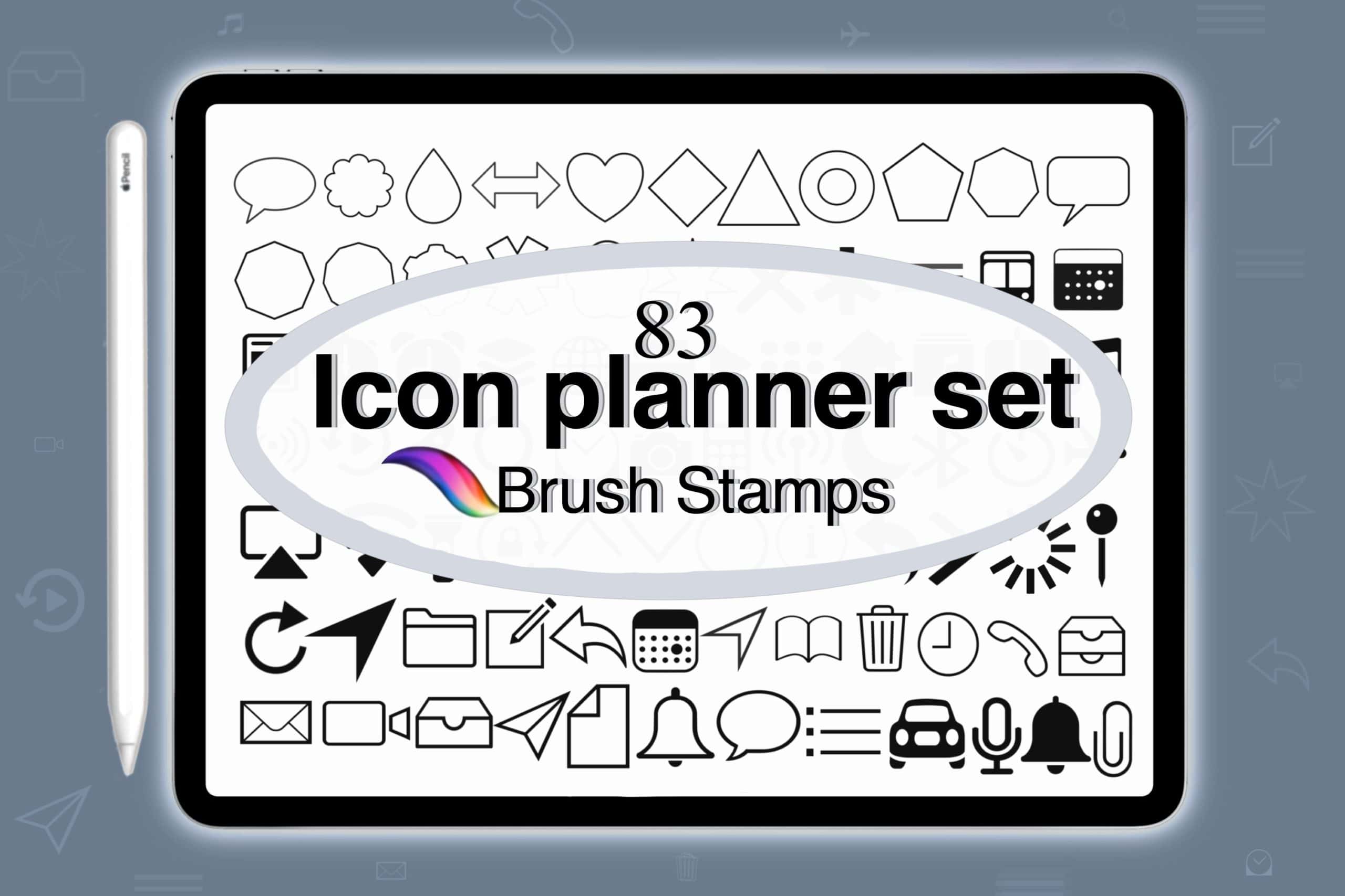 Procreate 83 Icon planner Brush Stamps