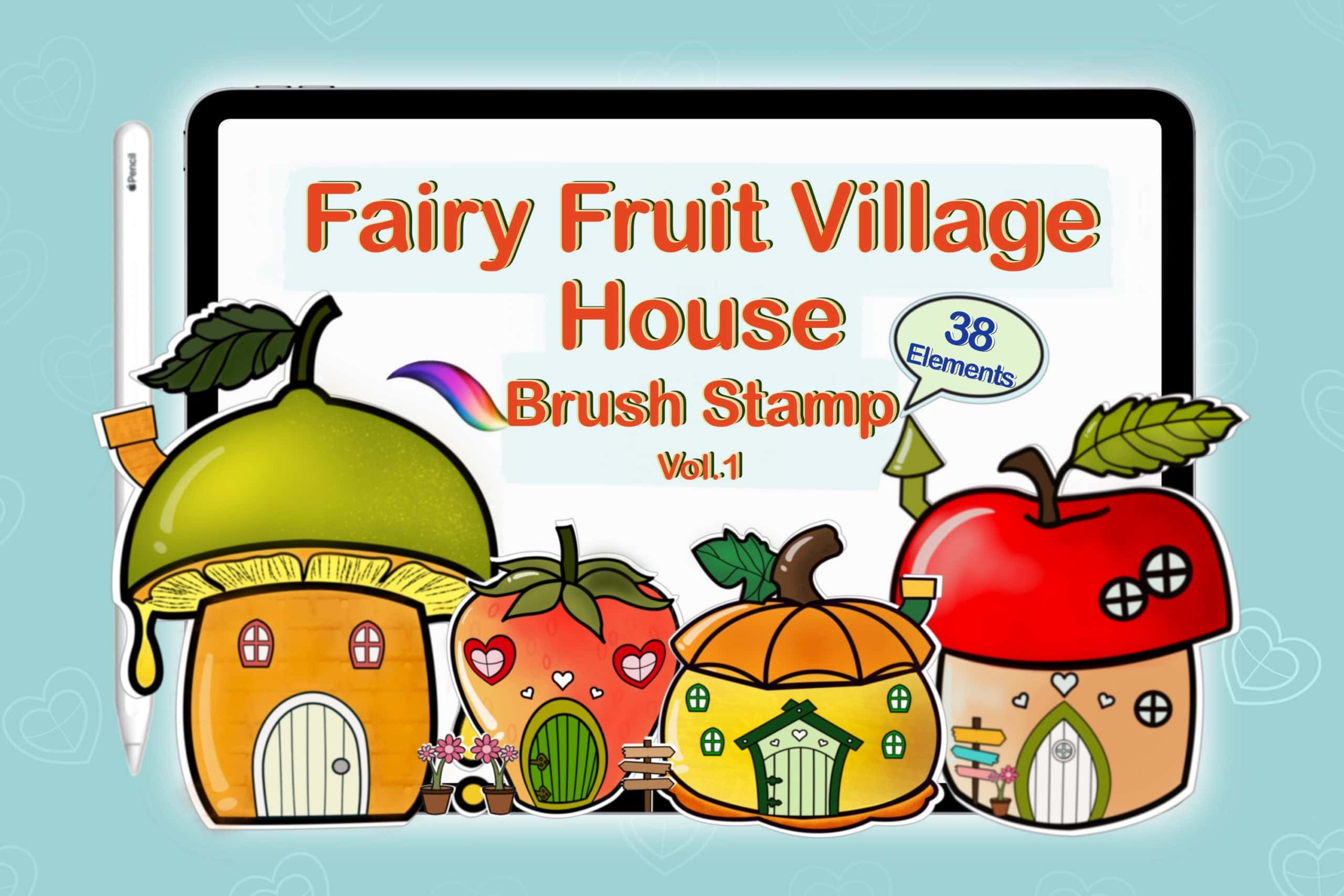Procreate Fruit Fairy House Brush Stamps