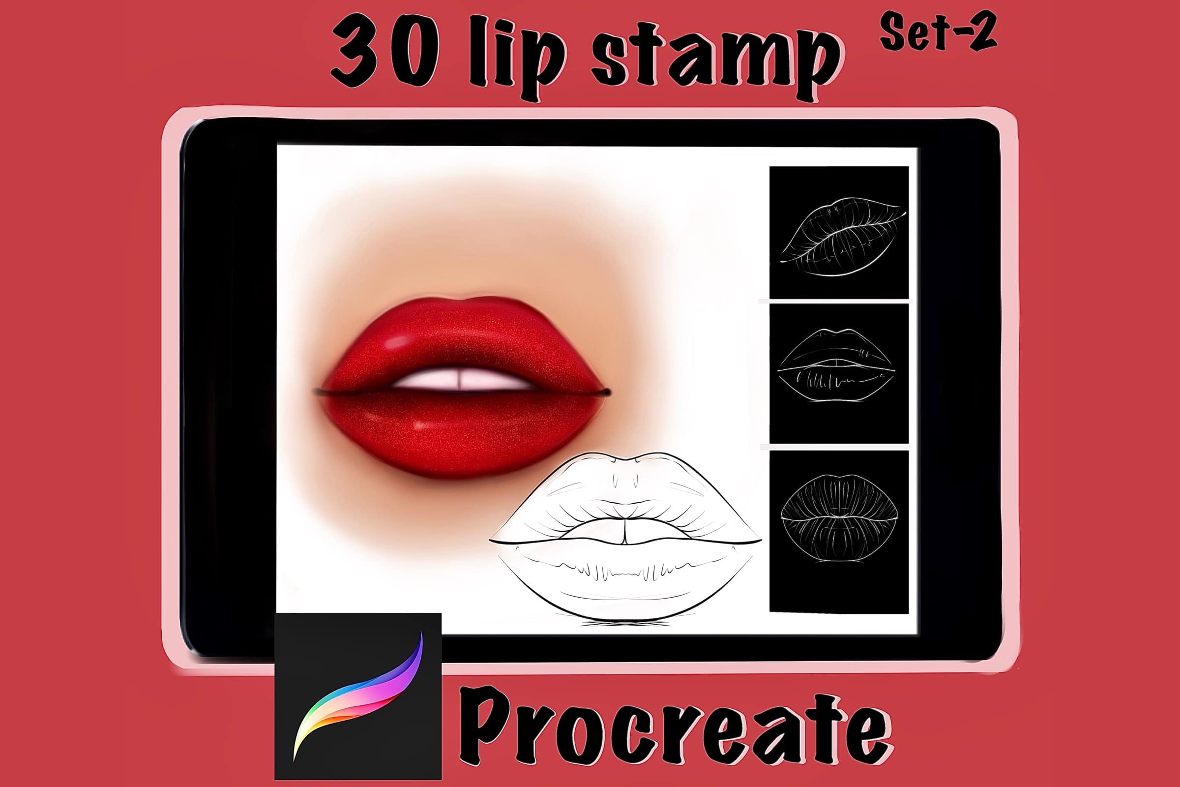 30 Procreate lips stamp brushes (set 2)