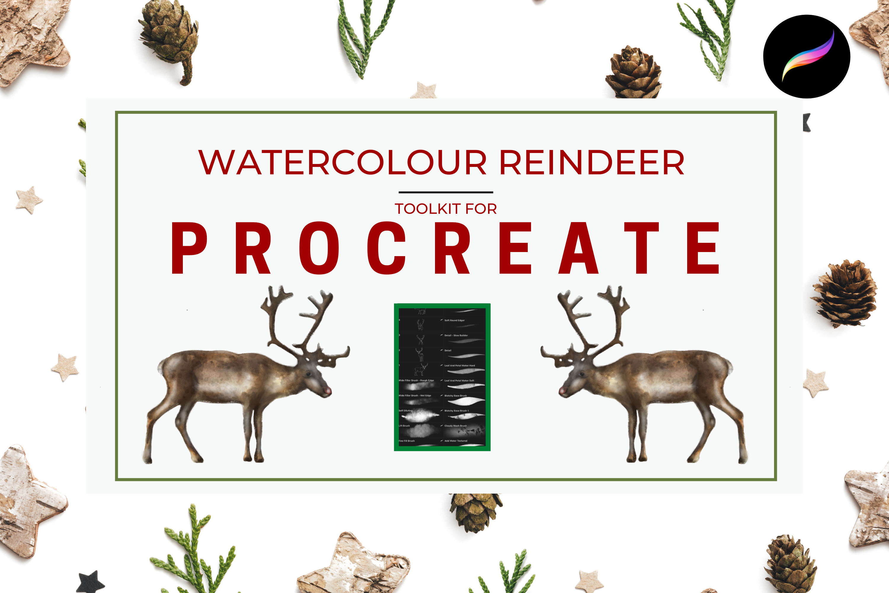 Reindeer Watercolour Toolkit for Procreate