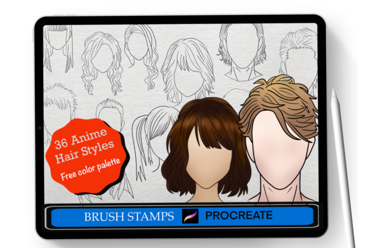 36 Anime Hair Stamps