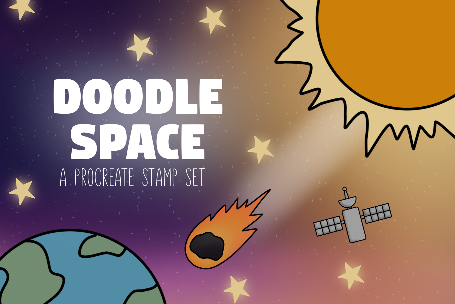 Procreate Doodle Space Stamps Set
