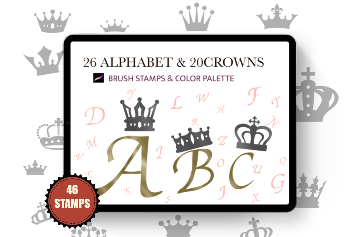 46 Alphabet Procreate Stamp Brushes