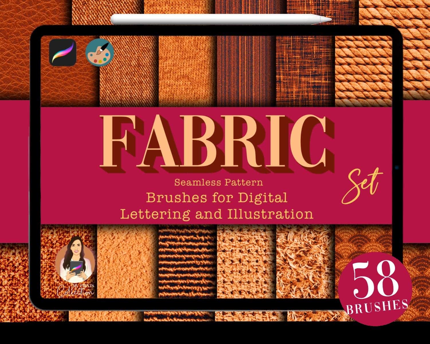 58 Fabric Procreate Brushes Pack