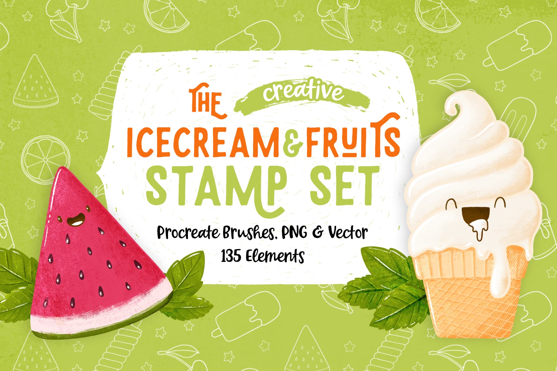 Procreate Icecream & Fruits Stamps