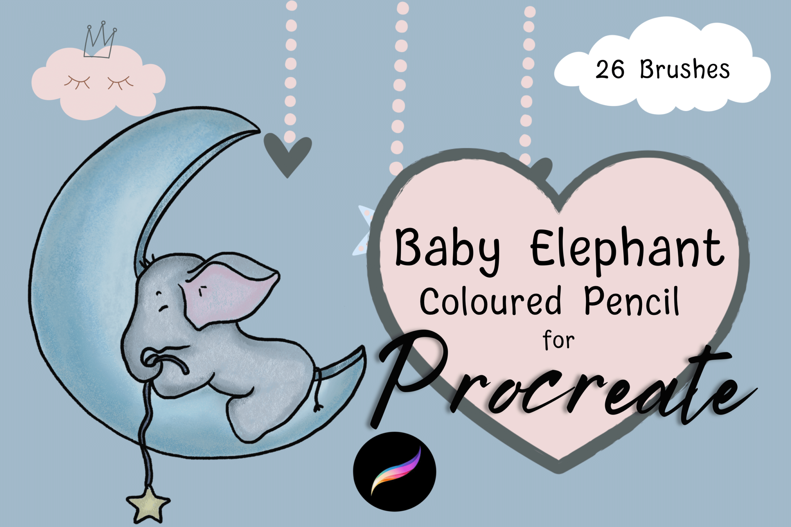 Baby Elephant Coloured Pencil for Procreate