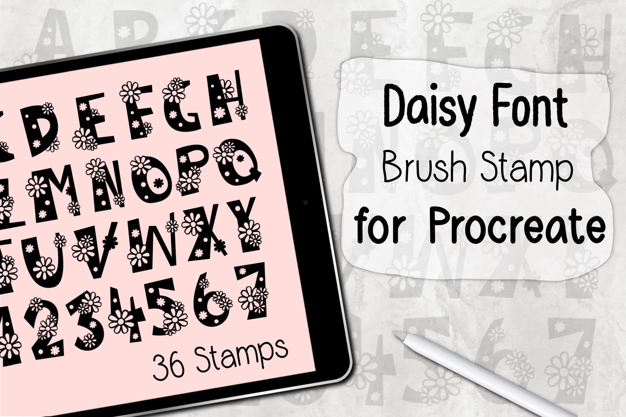 ‪Daisy Font | Procreate Brush Stamp‬