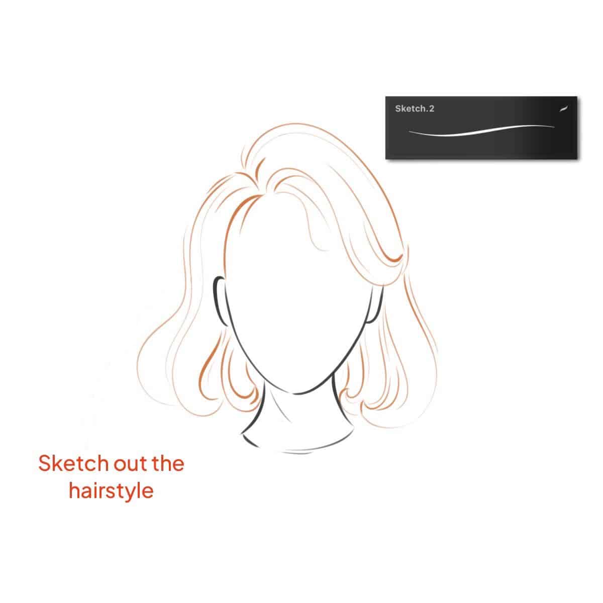 Woman Hair Digital Sketch