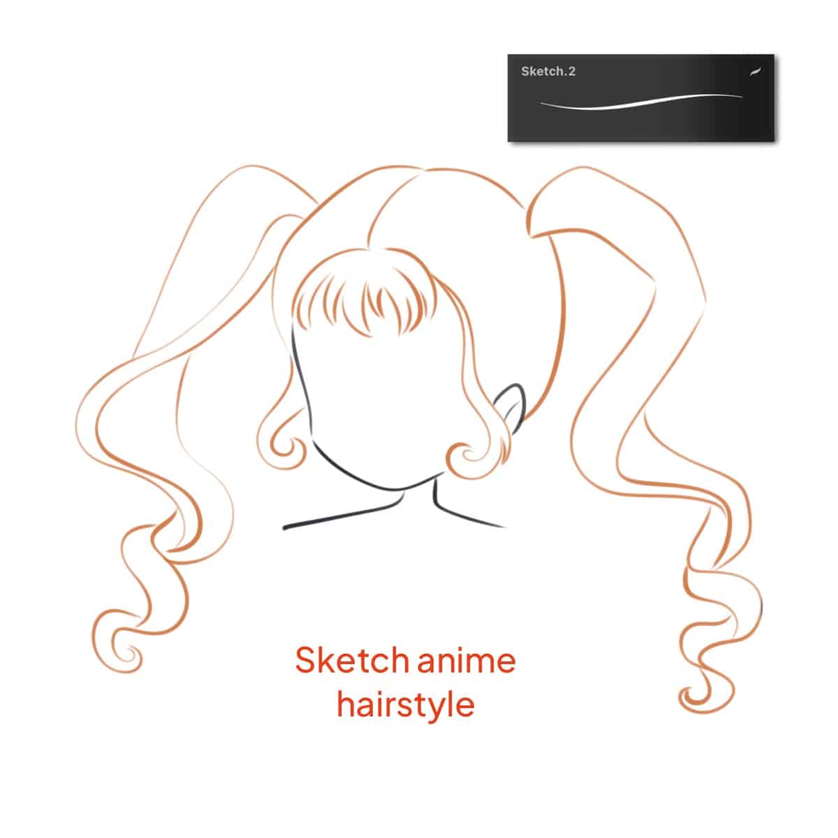 Anime hair sketch, drawn in Procreate application.