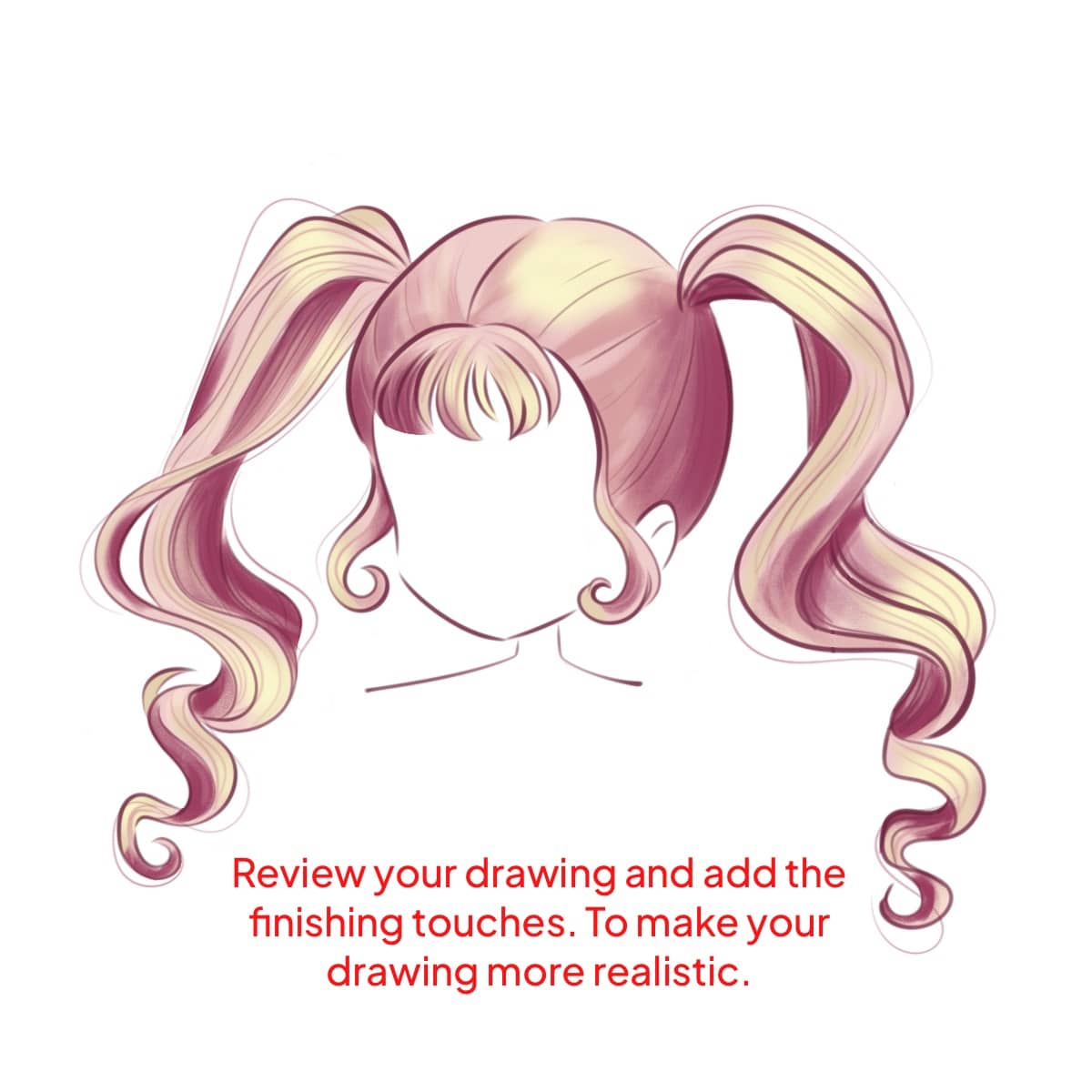 Finalizing anime hair sketch, drawn in Procreate application.
