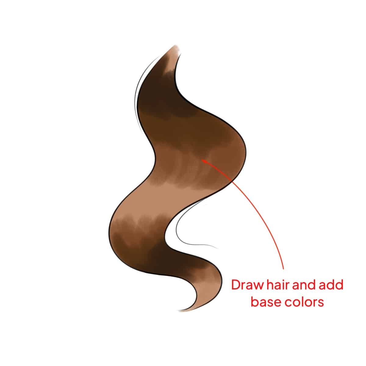 Hair strain drawn digitally in Procreate application