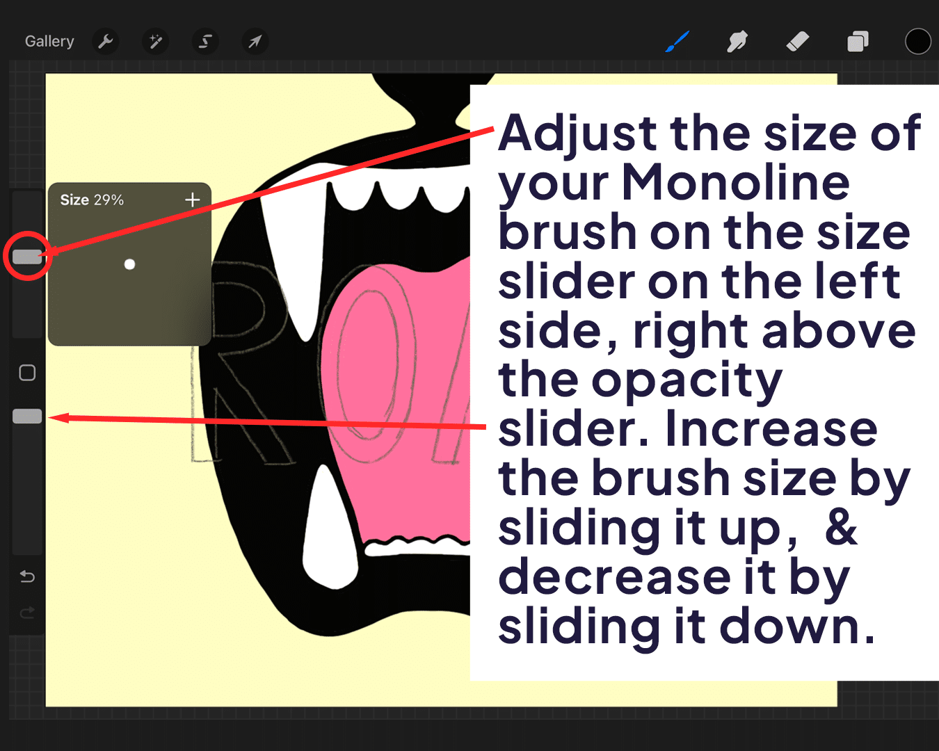 How to adjust the size on your Monoline brush