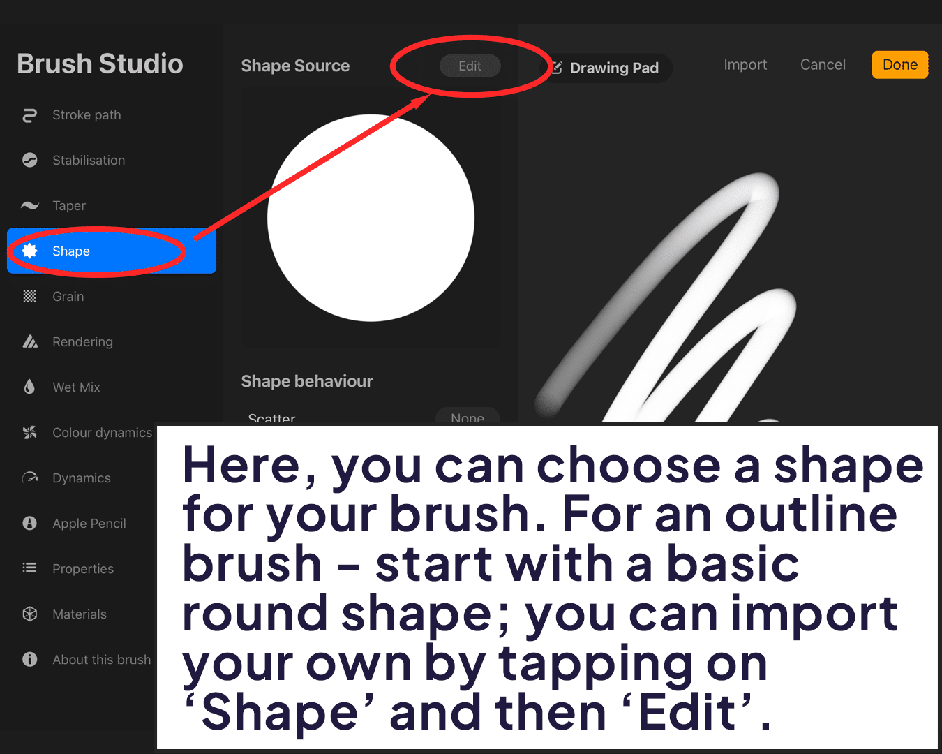 Choosing a shape for your  brush
