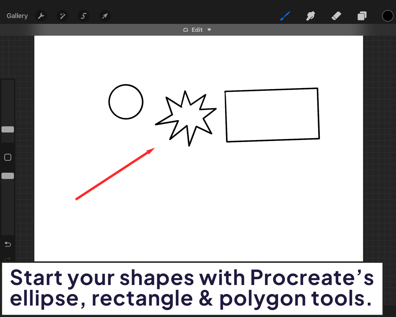 Procreate's elipse, rectangle & polygon tools