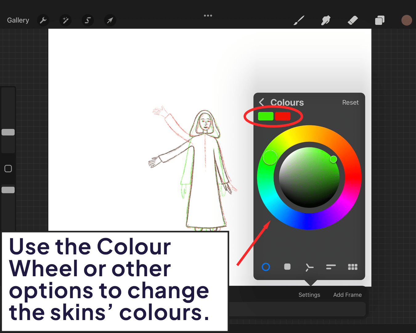 Change colours with colour wheel