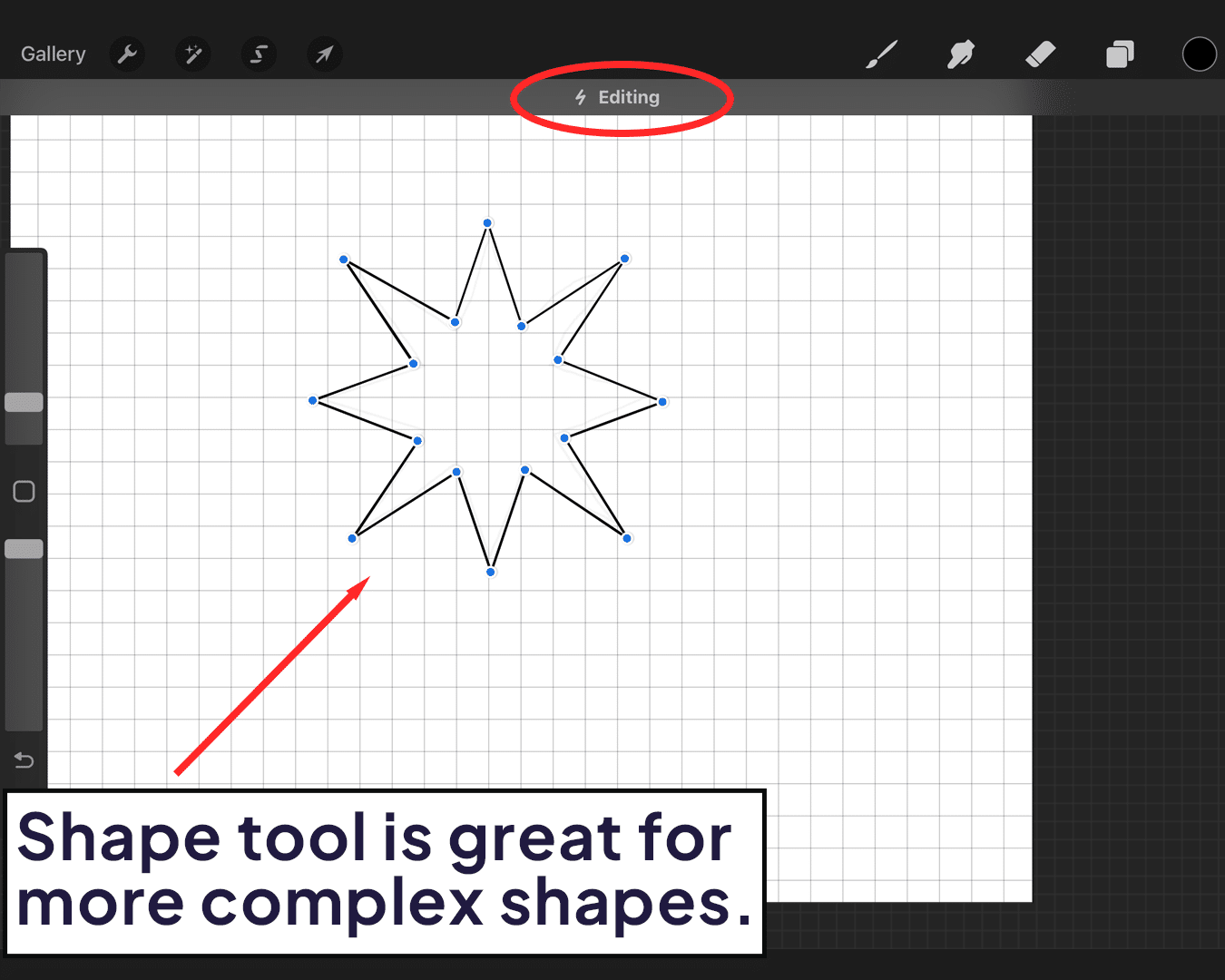 More complex shapes with shape tool