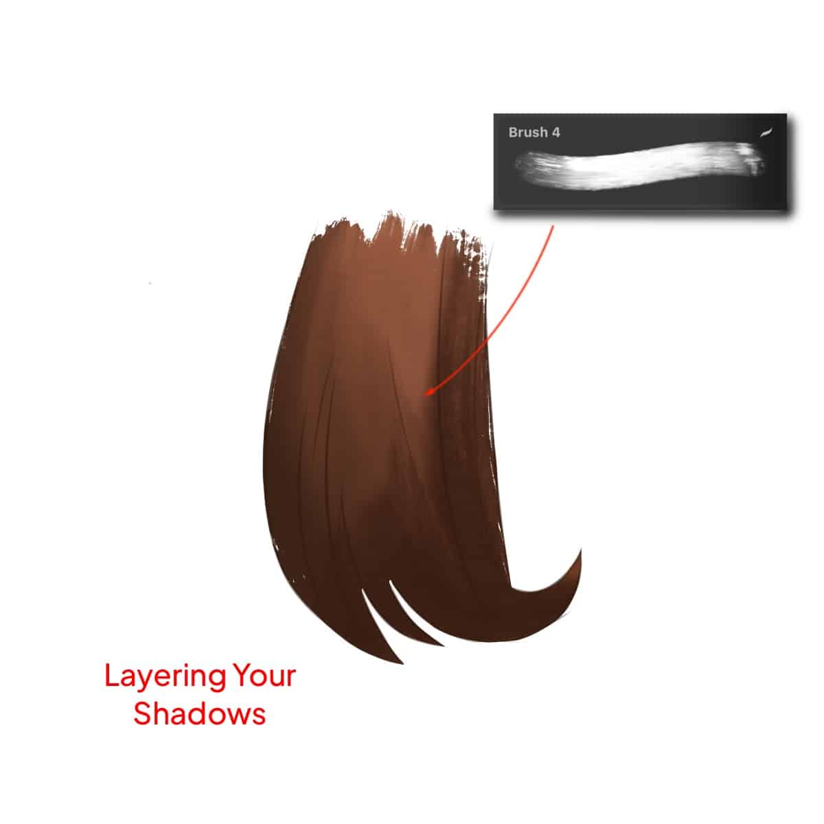 Hair sketch, drawn in Procreate application, with the added layered shadow