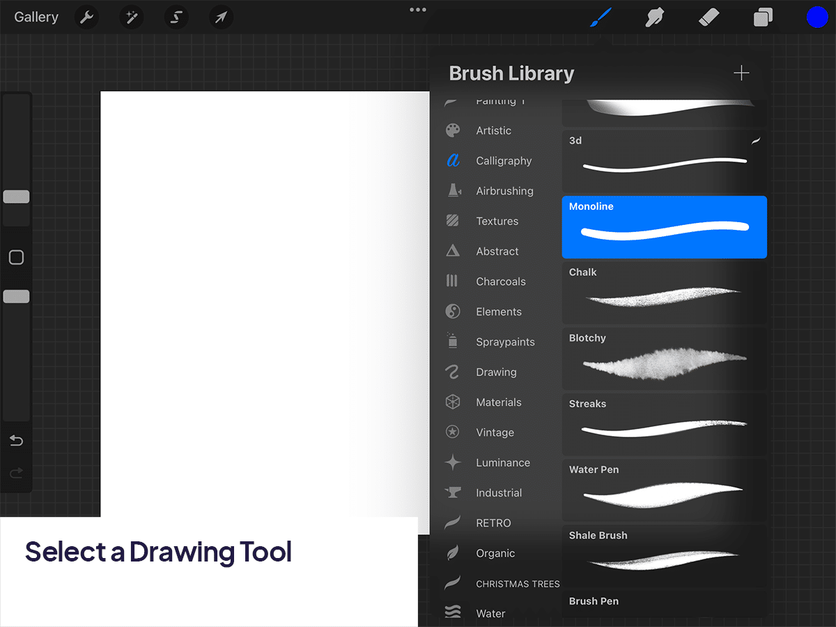Selecting a drawing tool