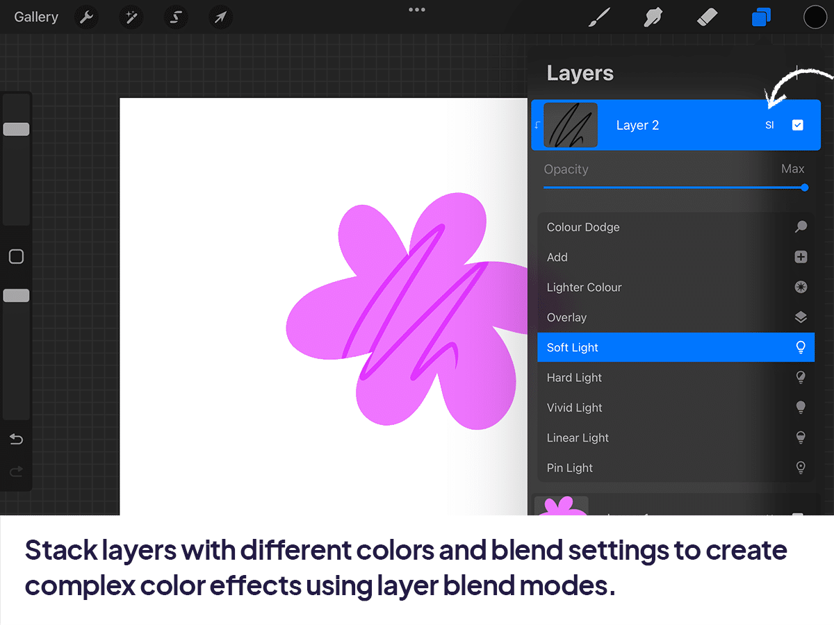 Stacking layers and blending settings