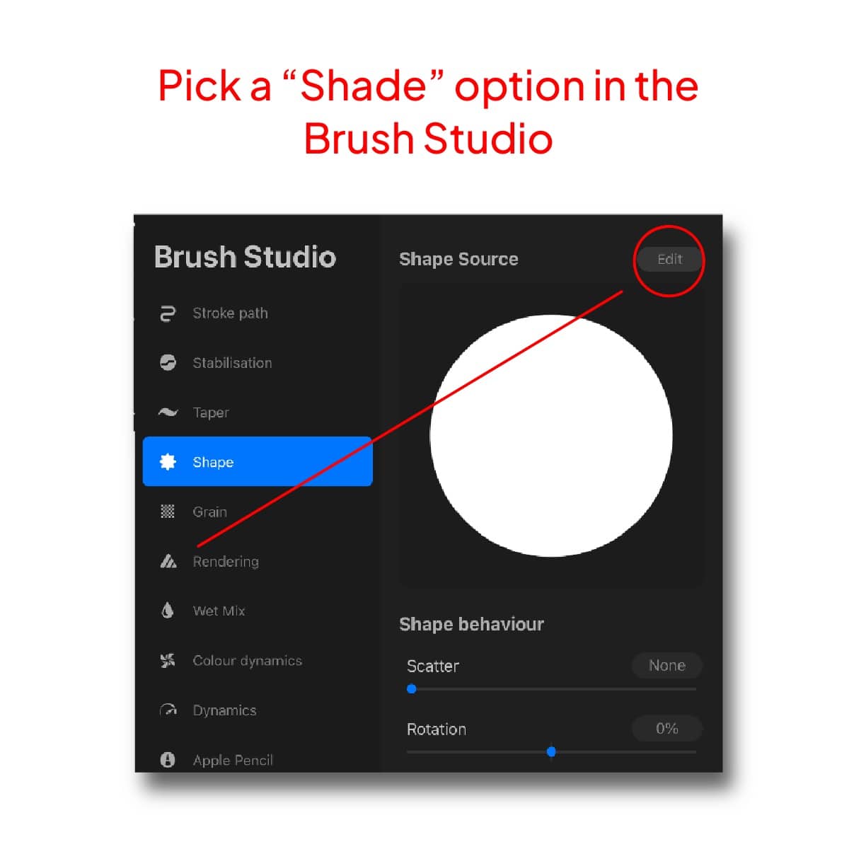 Brush studio Shade option