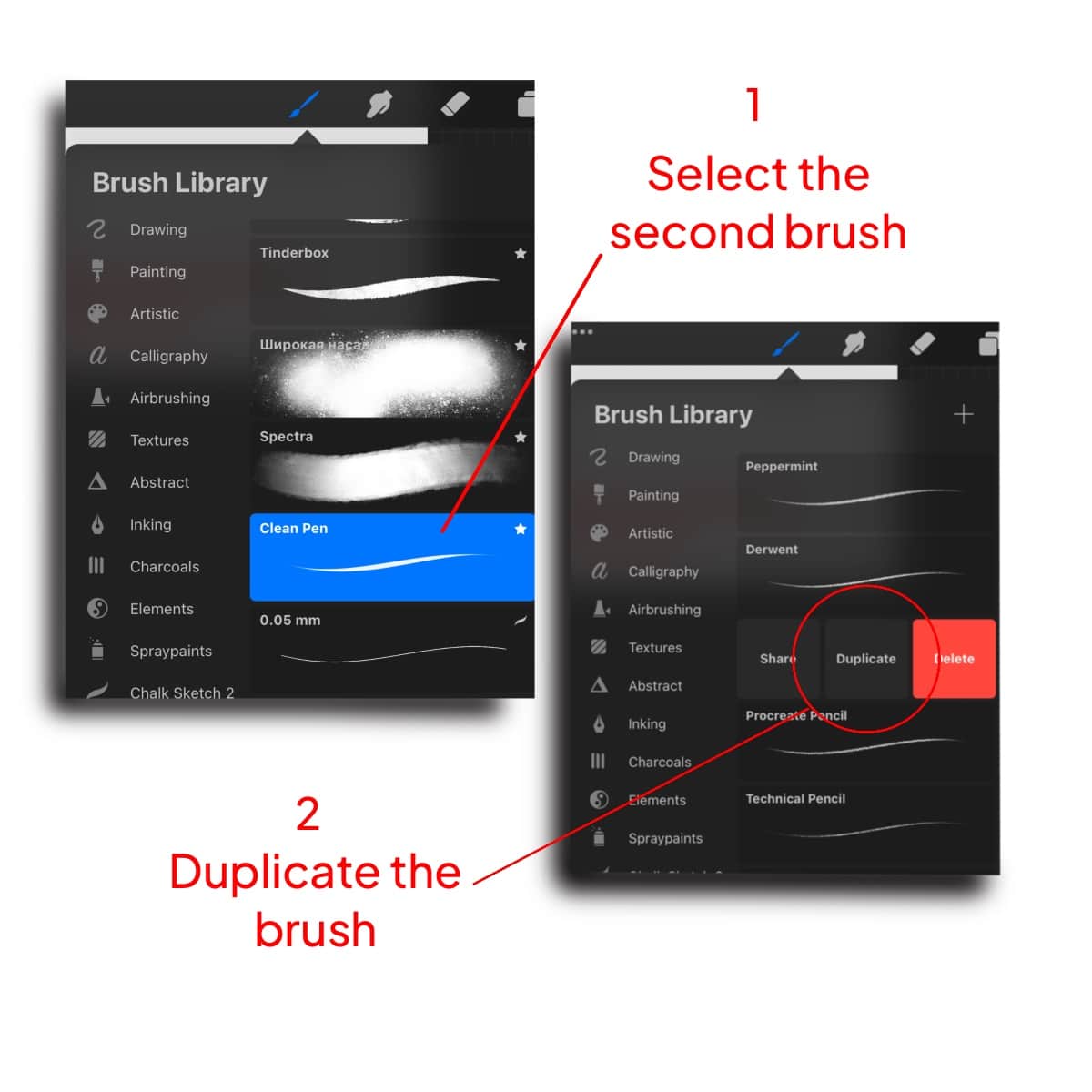 Selecting the second brush