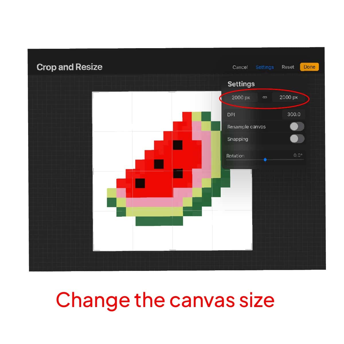 Changing the canvas size