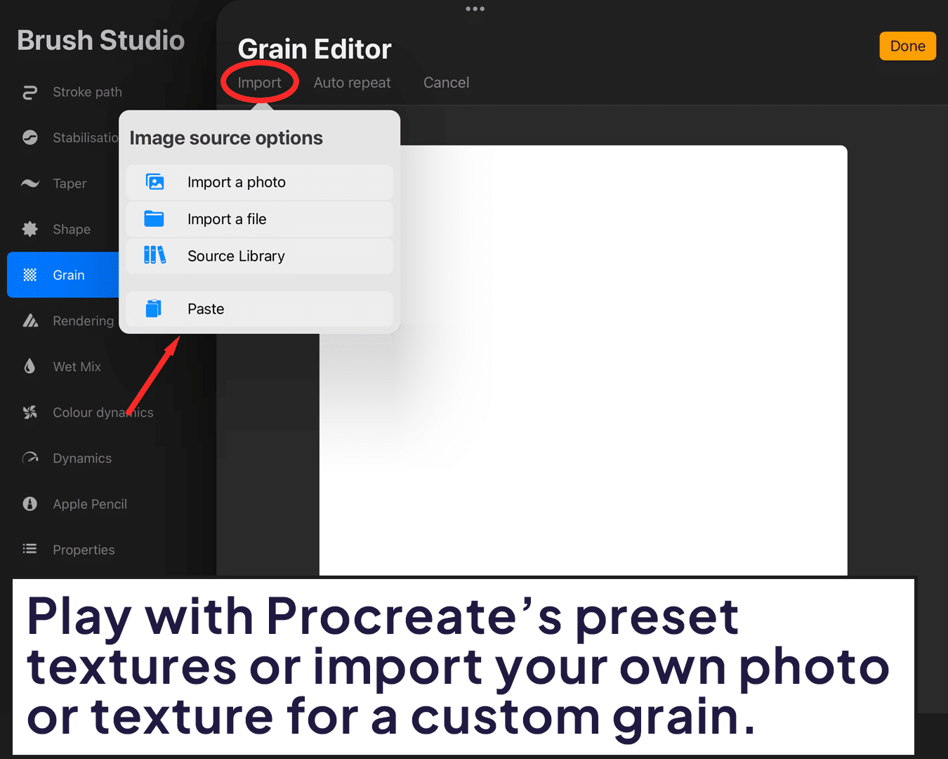 Procreate's preset textures 