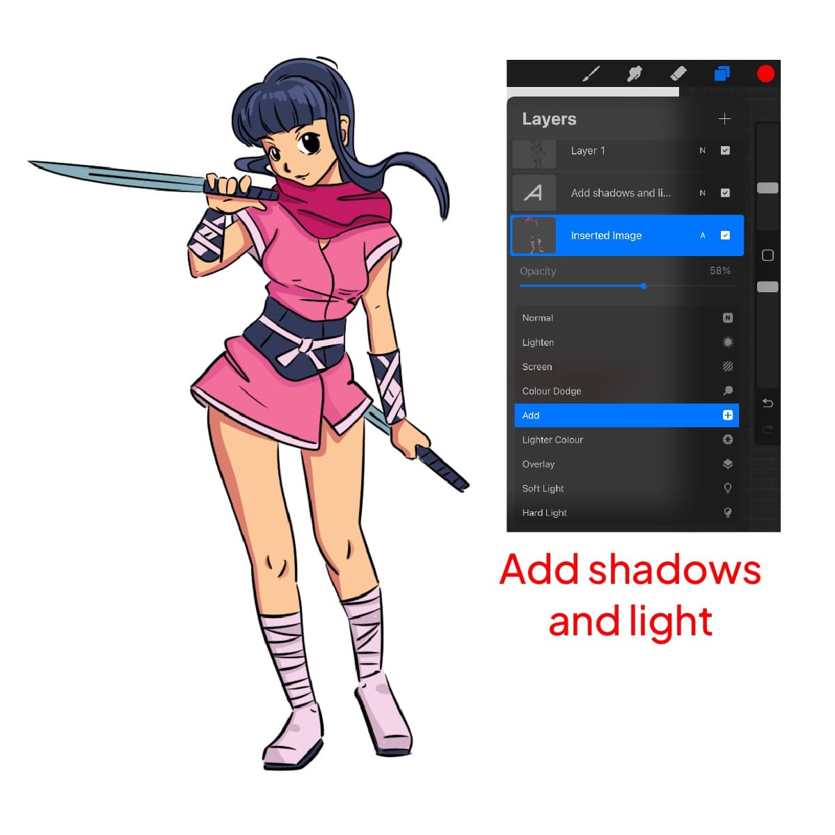 Adding shadows and light