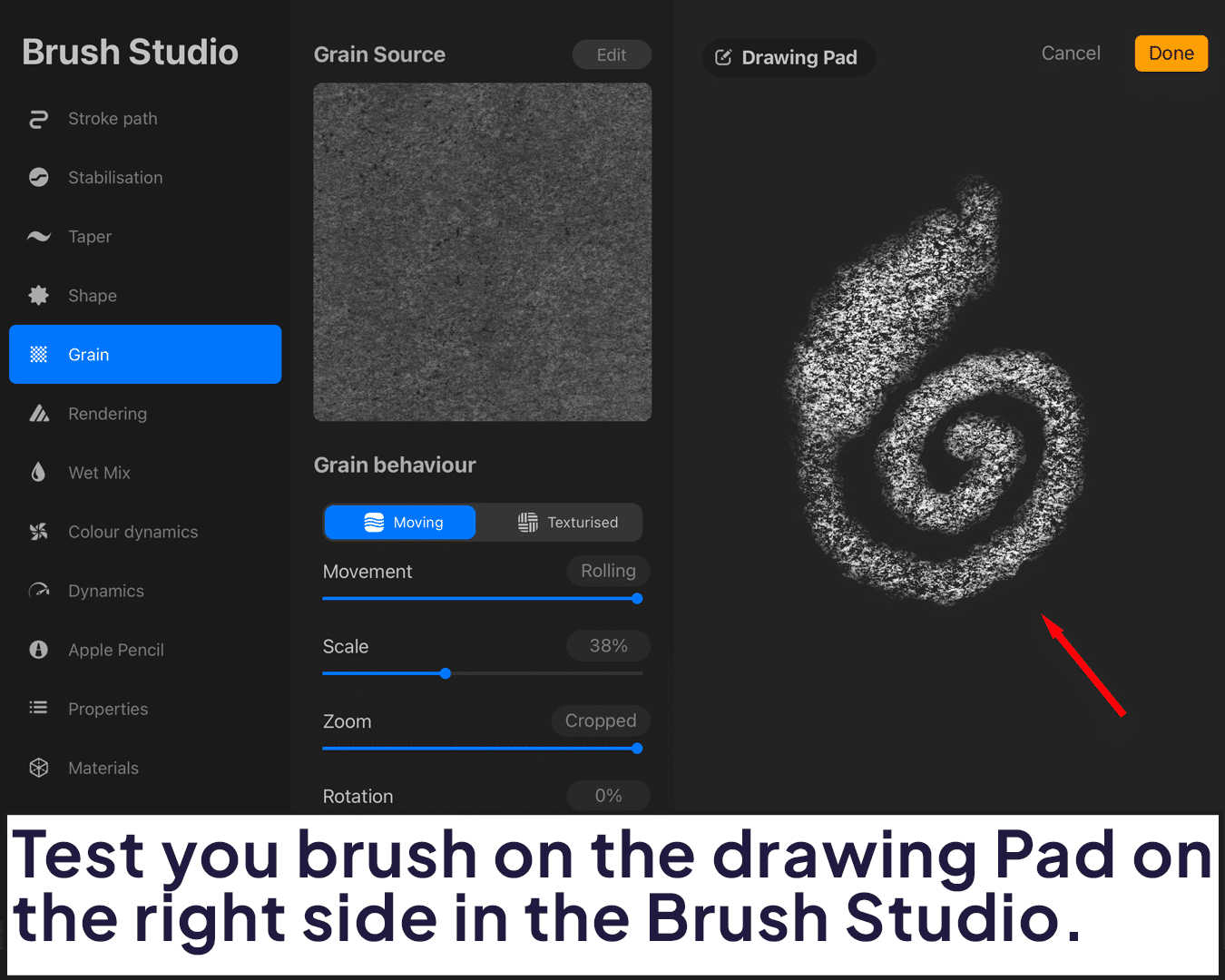 drawing Pad in Brush studio
