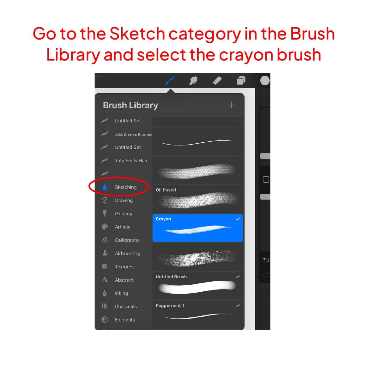Crayon brush in sketch category