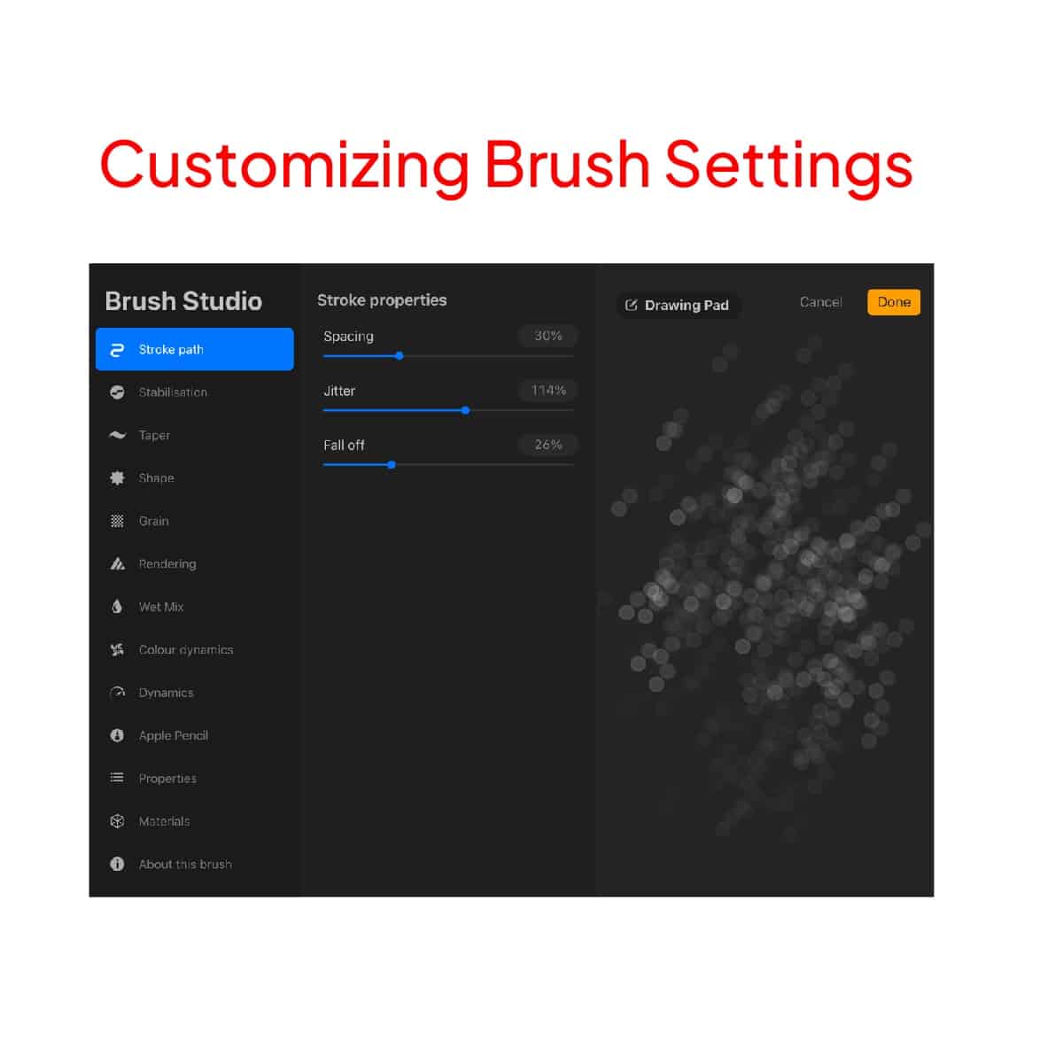 Customizing brush settings