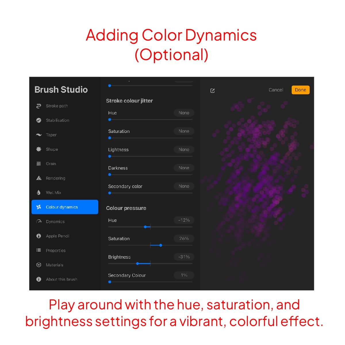 Adding colour dynamics