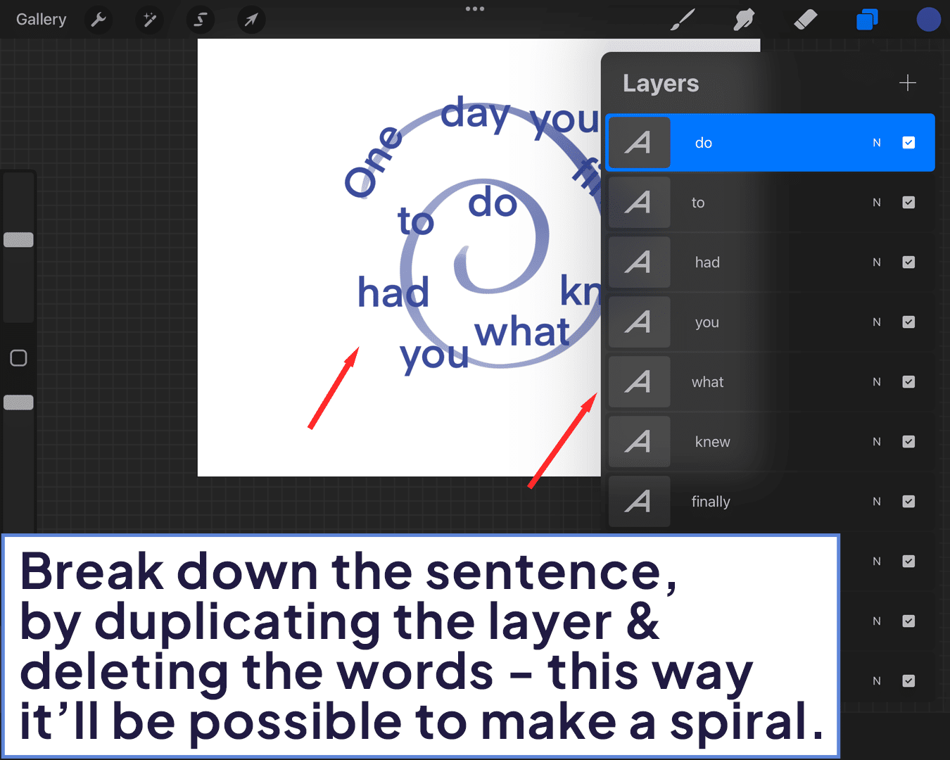 How To Make Text Spiral in Procreate