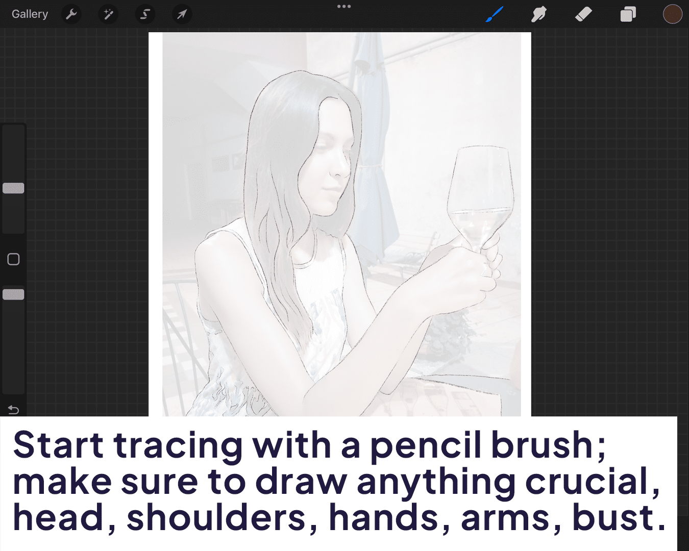 Tracing Into Your Faceless Portrait  in Procreate