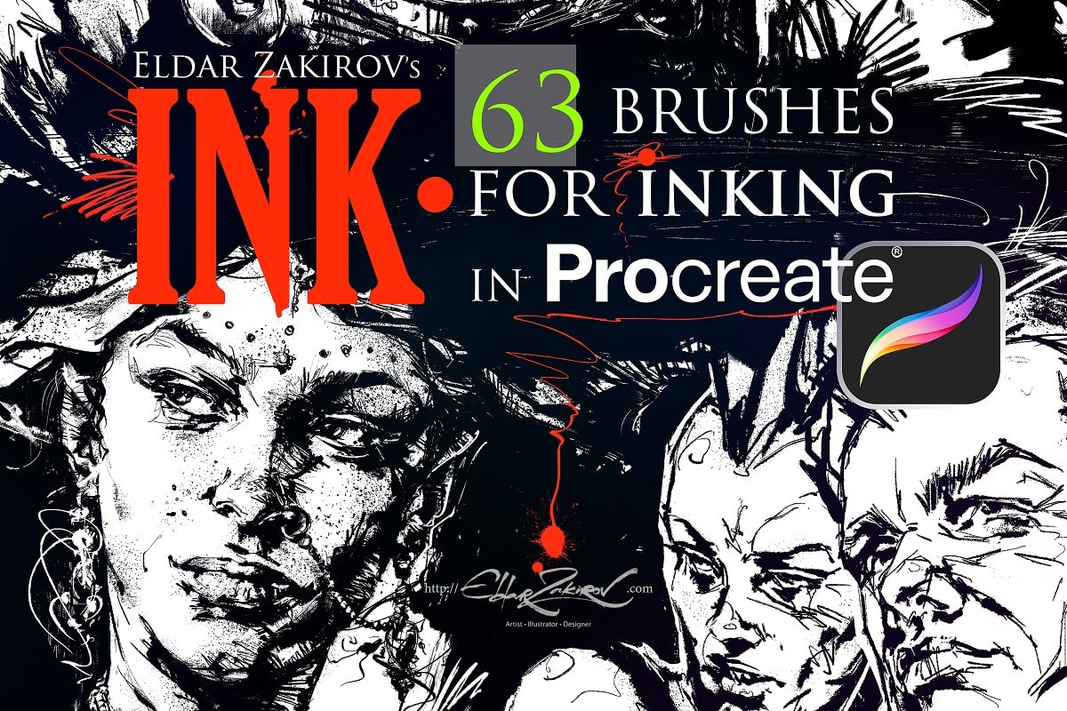 INK. 63 Brushes for Realistic Inking
