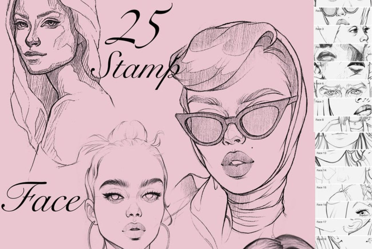 25 Stamp Face Brushes