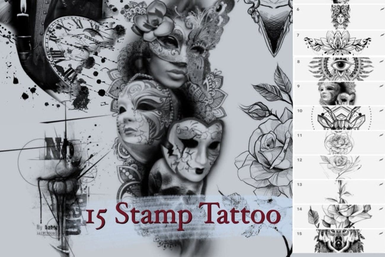 15 Stamp Tattoo Brushes