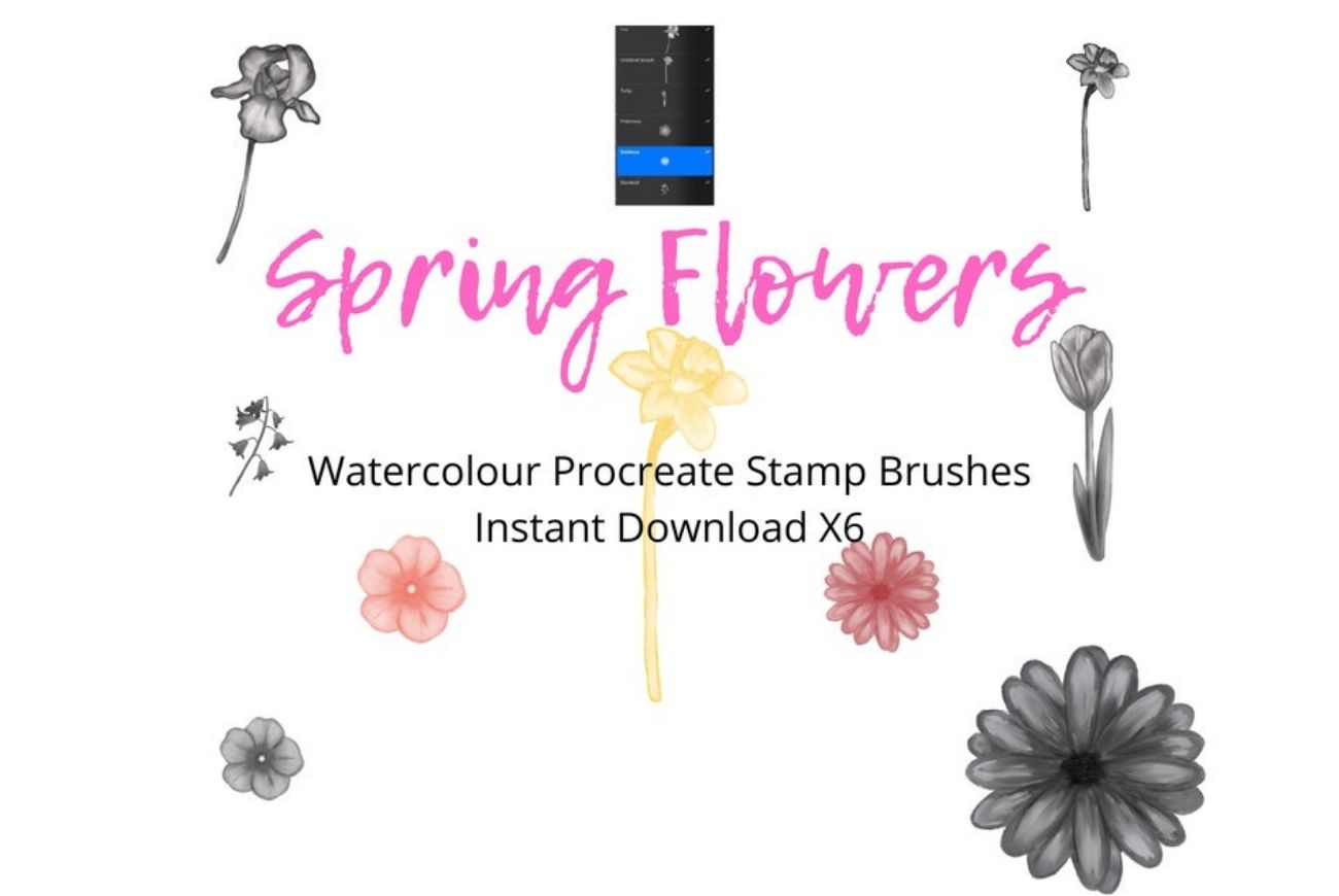 Spring Flowers – Watercolour Stamp Brushes