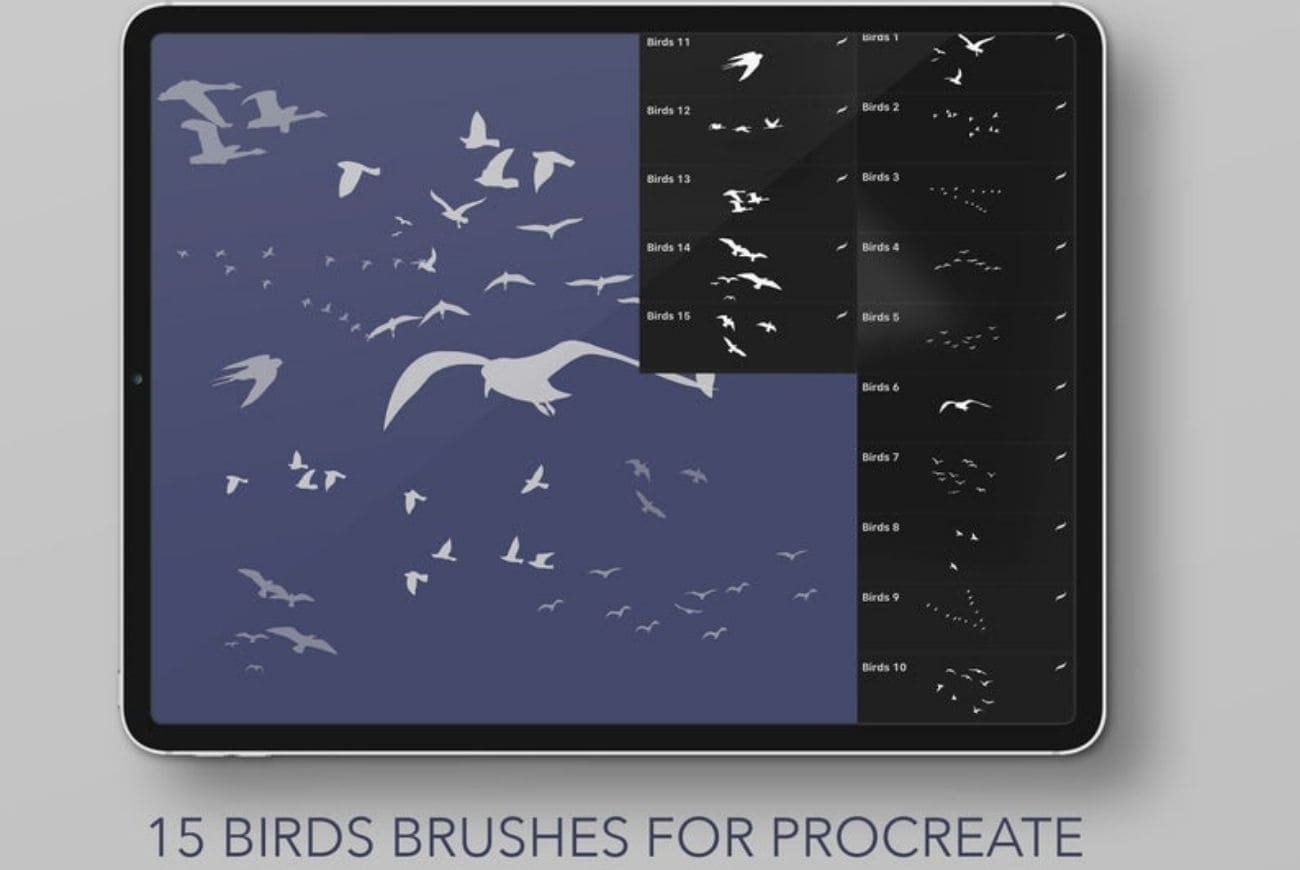 Set Of 15 Birds Stamp Brushes
