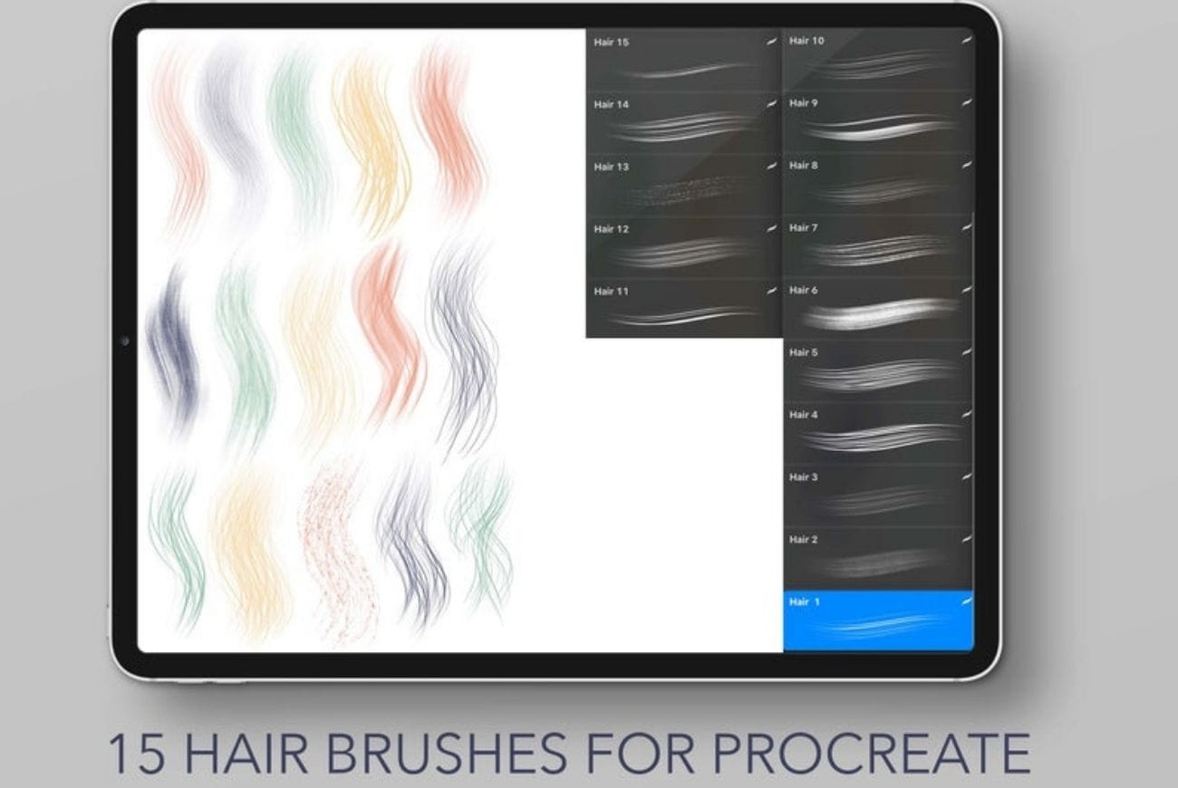 Set Of 15 Procreate Hair Brushes