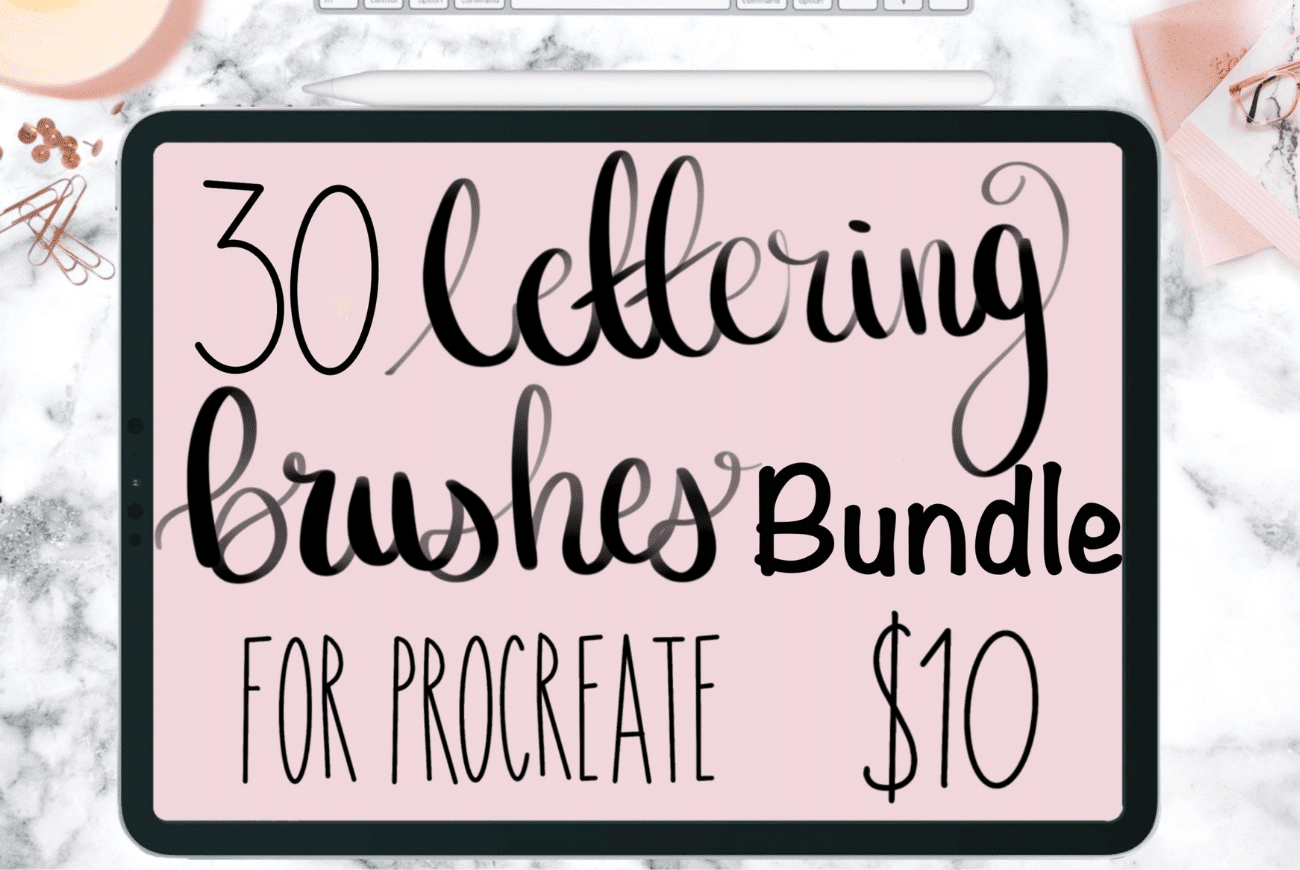 30 Lettering Brushes Bundle