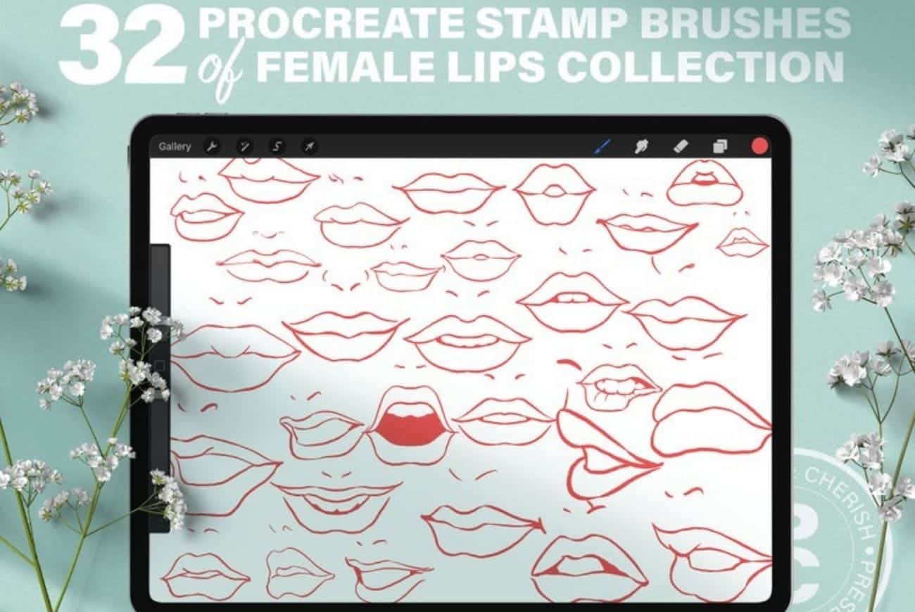 32 Stamps Of Female Lips