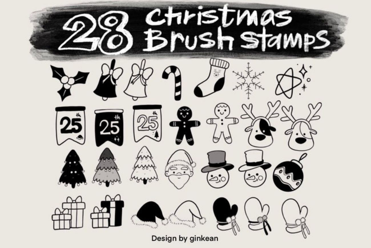 28 Christmas Brush Stamps